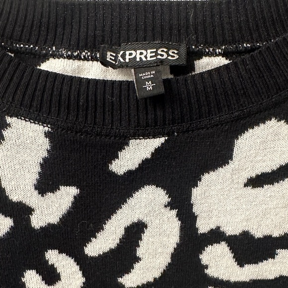 Express Black and White Animal Print Sweater - Picture 2 of 3